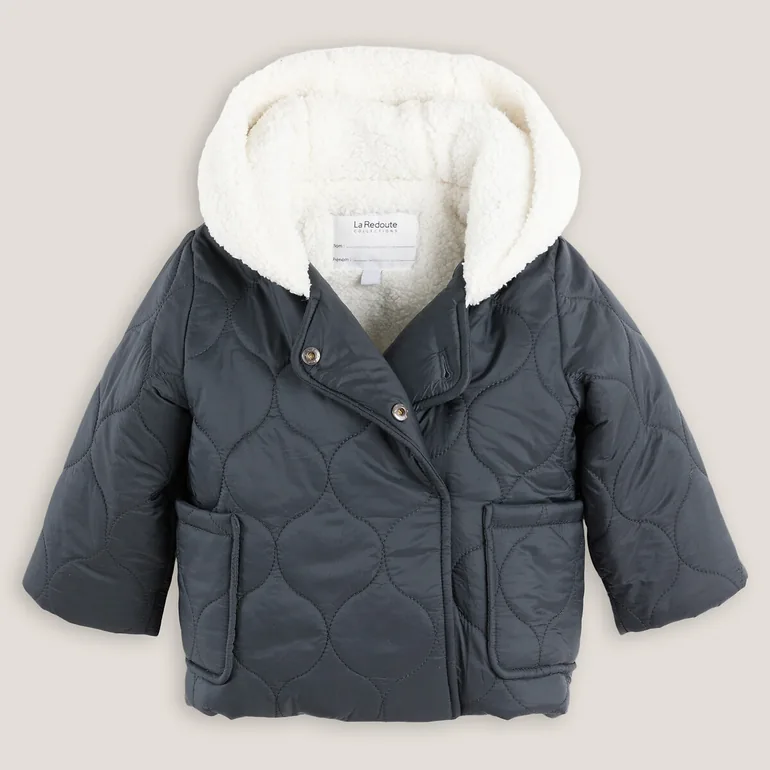 Quilted Hooded Coat with Faux Fur Lining - 2
