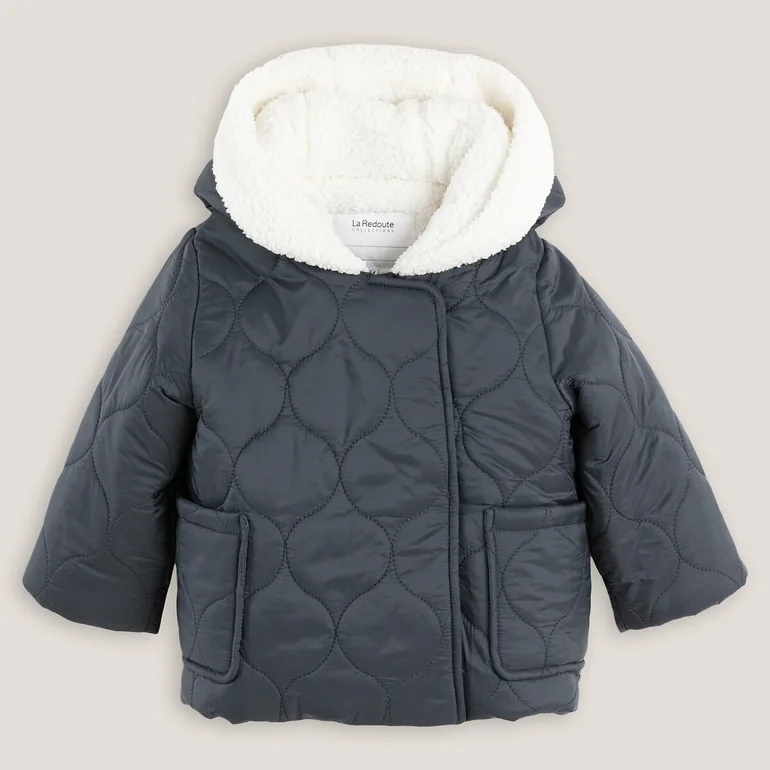 Quilted Hooded Coat with Faux Fur Lining