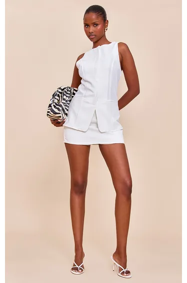 White Tailored Woven Sleeveless Playsuit