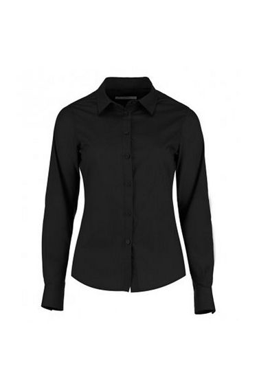 Kustom Kit Womens/Ladies Long Sleeve Tailored Poplin Shirt - Black