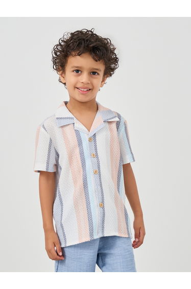Striped Buttoned Short Sleeve Shirt