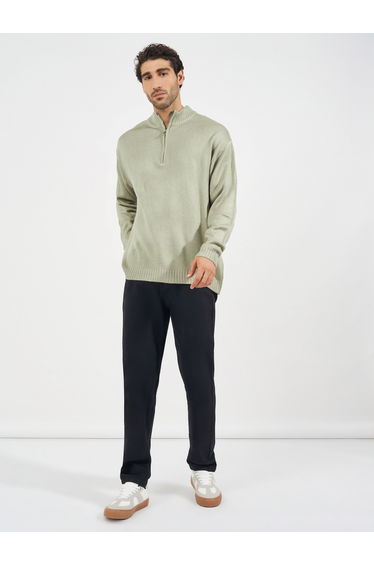 Relaxed Fit Quarter Zip Up Lightweight Sweater