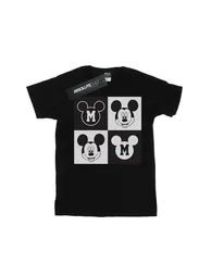 Disney Girls Mickey Mouse Smiling Squares Cotton T-Shirt - Black - 1
