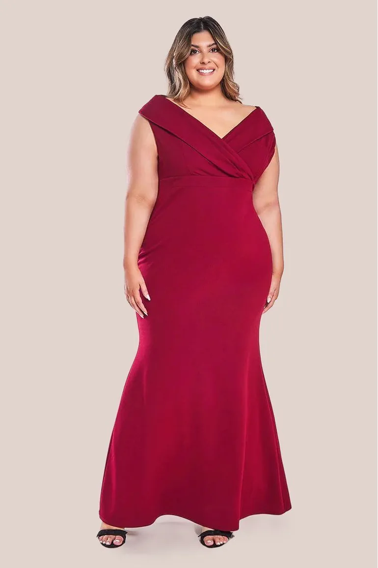 strapless open back dress Honey Couture MAYA Red Glitter Mermaid Formal Gown Dress main image 0