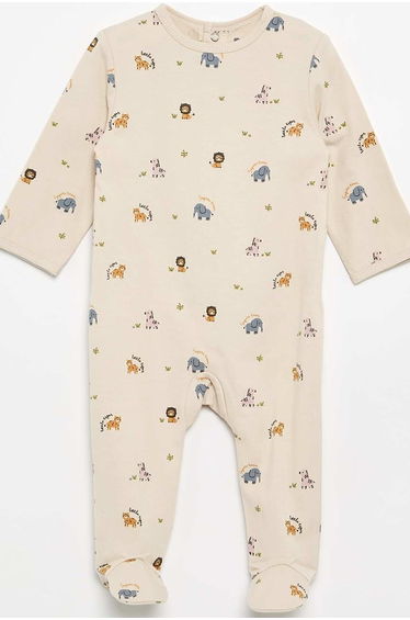 Cotton jersey sleepsuit BEIGE