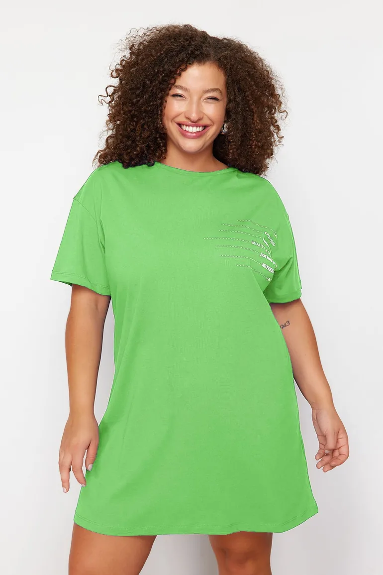 plus size green t shirt dress Hyde Park T-Shirt Dress In Green Curves main image 0