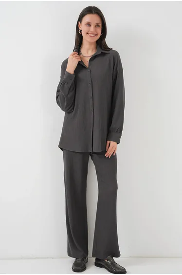 BDART Textured Long Sleeve Knit Shirt & Pants Knitted Co-ord Set