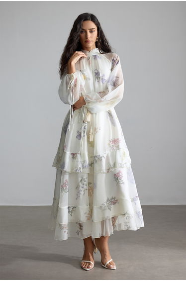 Renee Floral Print Puff Sleeve Maxi Dress