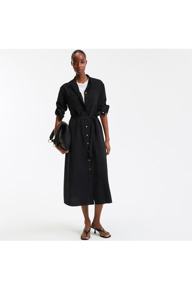 Maxi Shift Dress with Long Sleeves