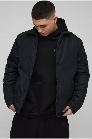 Regular Fit Nylon Coach Jacket - black