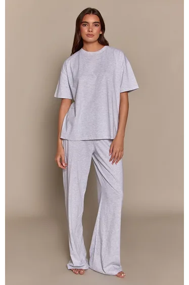 Ash Grey Short Sleeve Boxy Pyjama Top