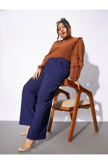 Plus Cargo Pocket Detail Straight Pants