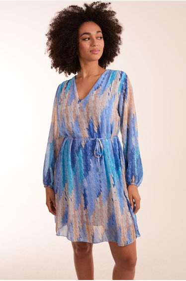 Zig Zag Printed Belted Dress