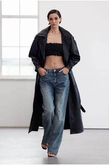 Black Oversize Belted Trench Coat