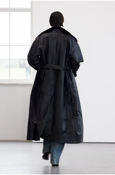 Black Oversize Belted Trench Coat