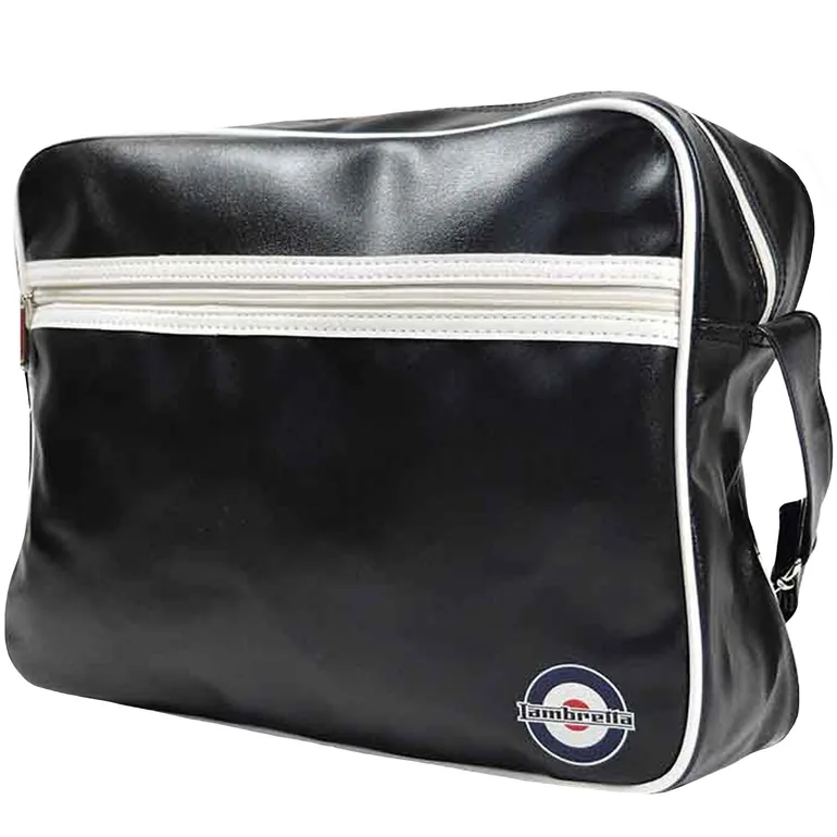 Lambretta Mens Retro Flight Faux Leather Zipped Cross Body Satchel Bag