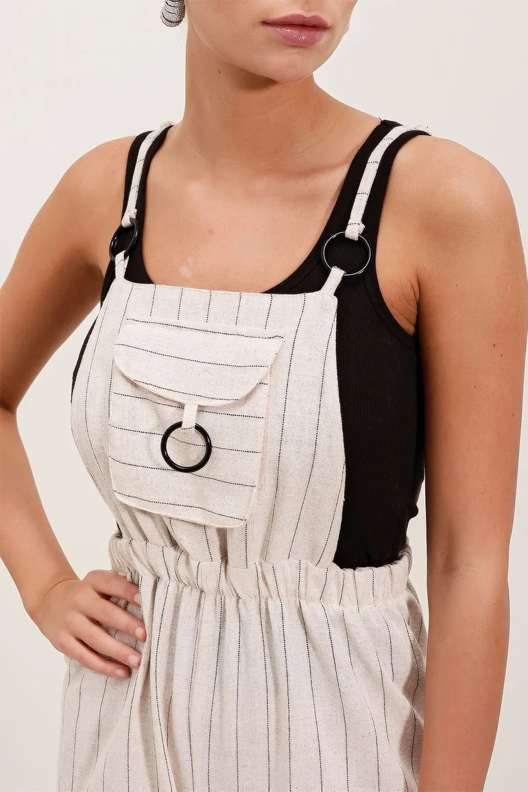Strap Jumpsuit - Cream - 2