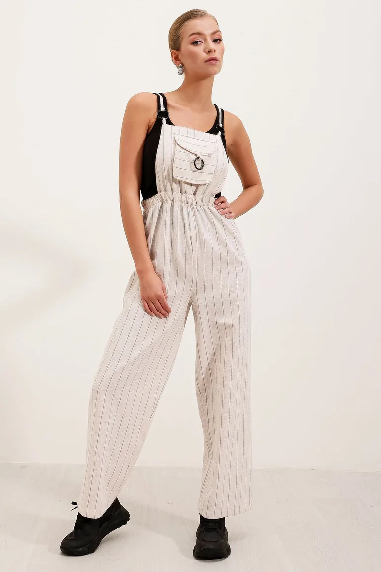 Strap Jumpsuit - Cream - 3