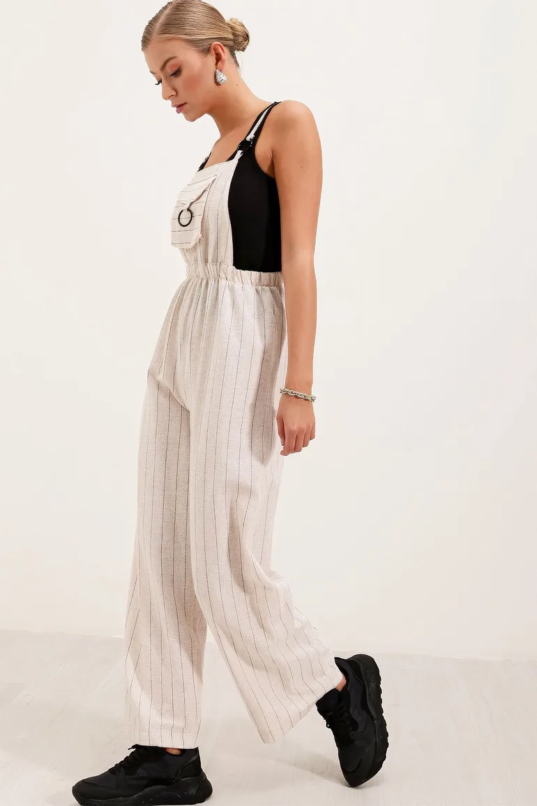 Strap Jumpsuit - Cream - 1
