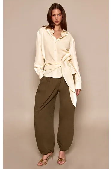 Butter Yellow Oversized Wrap Waist Shirt