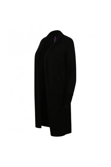 Henbury Womens/Ladies Long Line Open Cardigan - Black