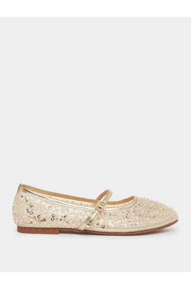 Gold Sequin Ballerina Flats