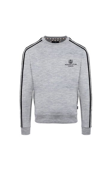 Aquascutum Mens London Double Stripe Sweatshirt - Grey