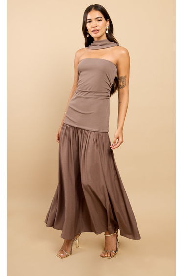 Arden Mink Dropped Waist Maxi Dress
