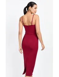 Cherry Red Corset Detail Midi Dress by Chloe Lewis - 2