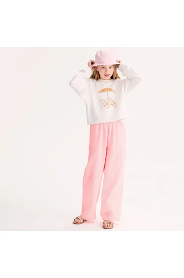 Striped Wide Leg Trousers with Elasticated Waist