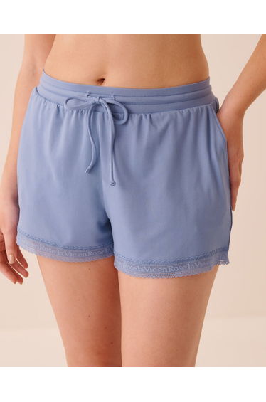 Logo Lace Trim Super Soft Pajama Shorts