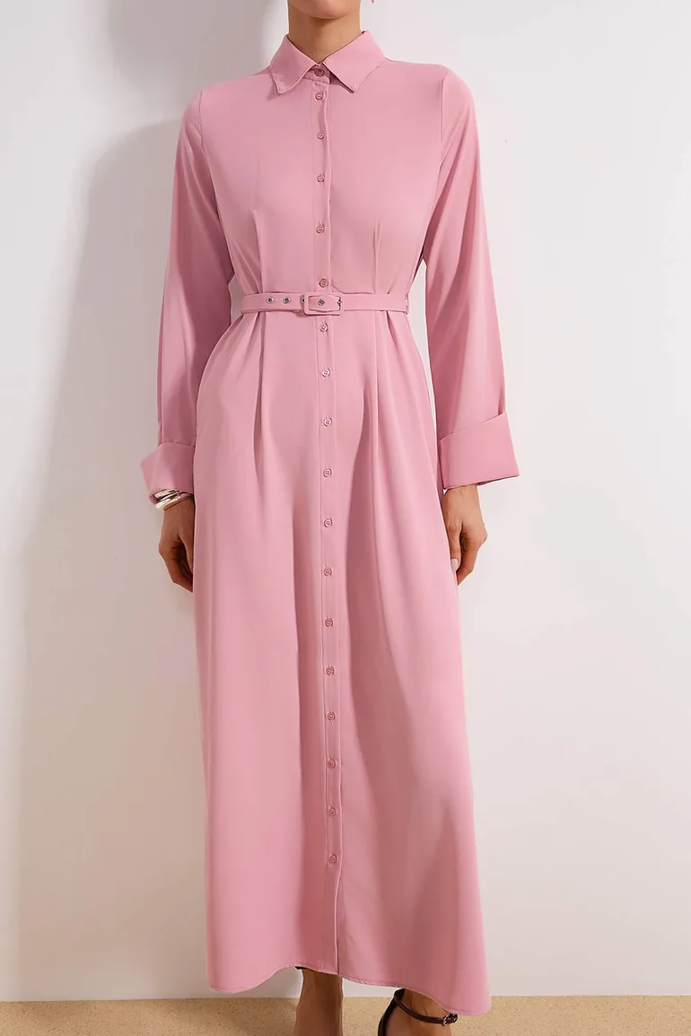 Powder Stylish Fabric Woven Dress - 2