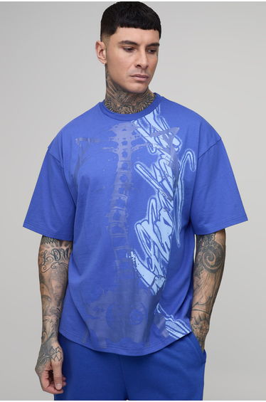 Tall Afterlight Tonal Glow In The Dark Printed Short Sleeve T-shirt - electric blue