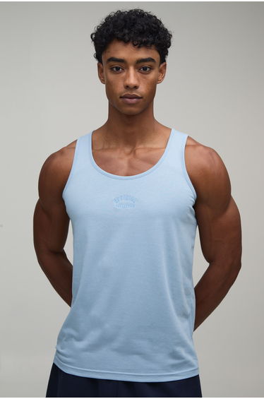 Regular Fit Embroidered Vest - dusty blue