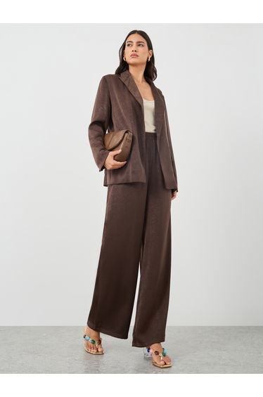 Textured Regular Fit Blazer and Wide Leg Trousers Co-Ords