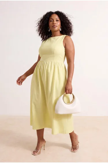 Light Yellow Woven Plus Size Dress