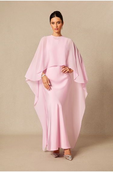 Juliana Crew Neck Sleeveless Maxi Dress with Cape