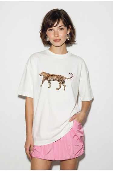 LUCCI Oversized Leopard Print Cotton T-Shirt