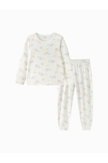 Unisex Printed Pajama Set With Long Sleeves