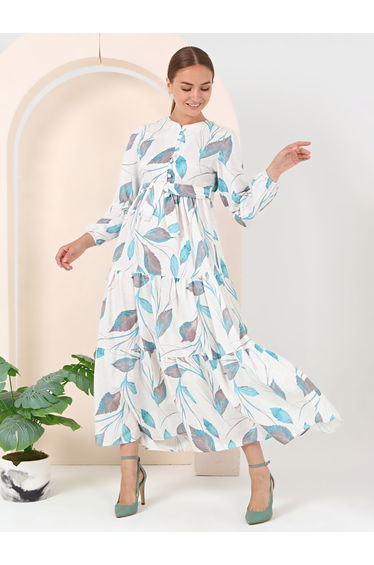 All-Over Floral Print Buttoned Maxi Dress