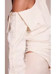 White Bardot Asymmetric Hem Long Sleeve Shirt - 3