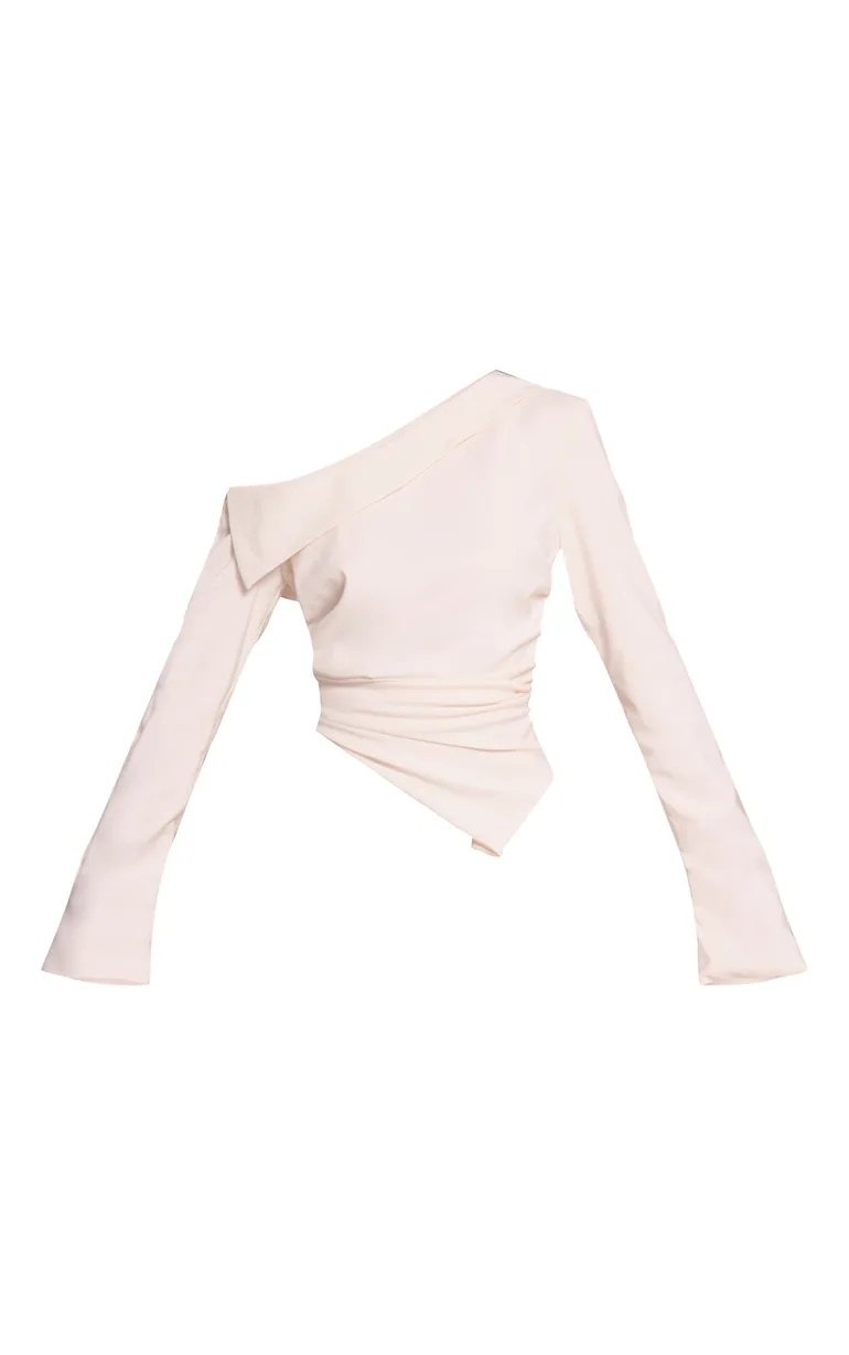 White Bardot Asymmetric Hem Long Sleeve Shirt - 4