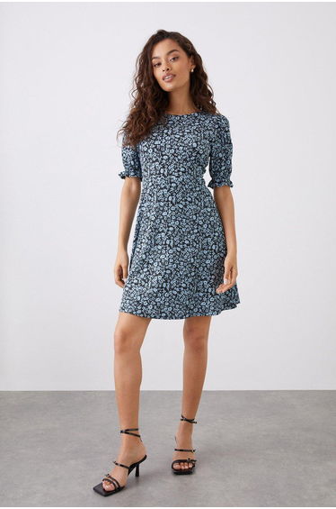 Petite Blue Floral Mini Dress