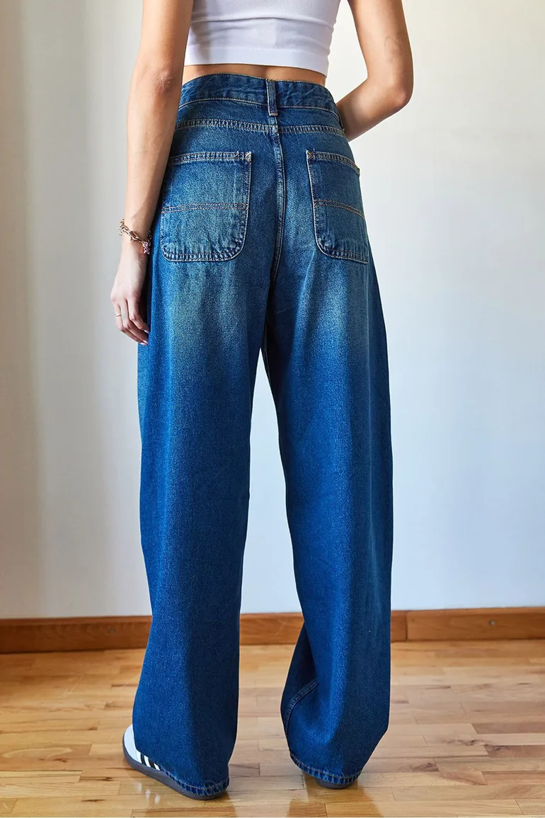 Women's Wide Leg Denim Trousers - 2