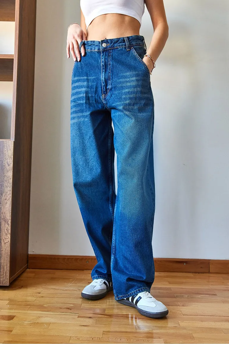 Women's Wide Leg Denim Trousers - 3