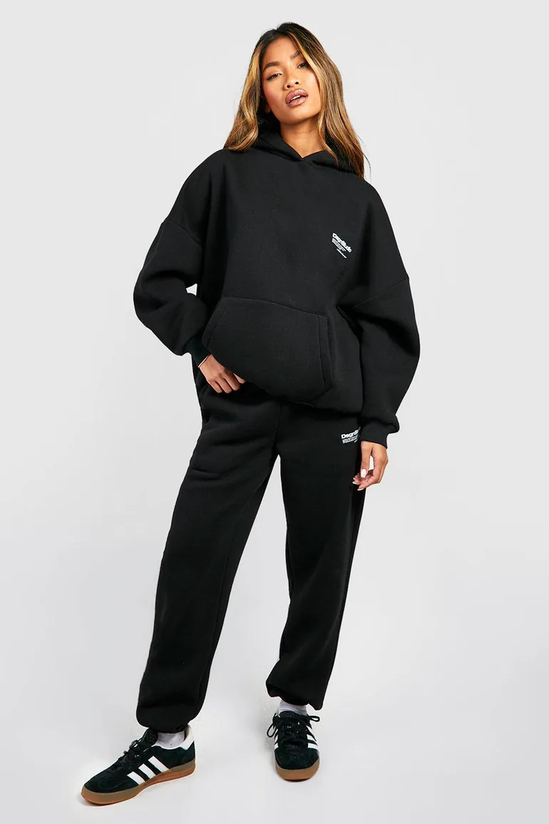 Dsgn Studio Text Print Hooded Tracksuit - black - 2