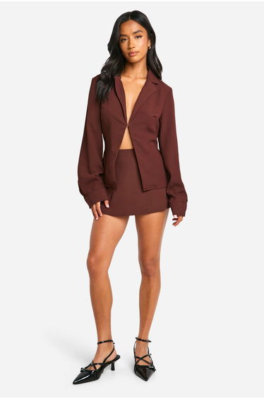 Petite Crepe Mini Skirt - rust