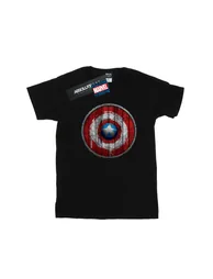 Marvel Mens Captain America Wooden Shield T-Shirt - Black - 1