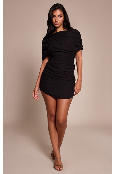 Black Chiffon Drape Top