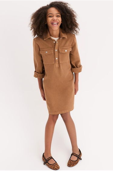 Regular Fit Shirt Dress in Twill with Long Sleeves